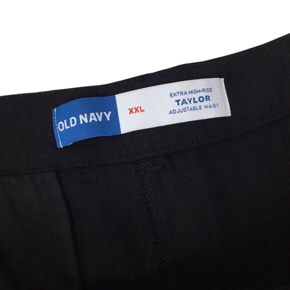 Linen Blend Shorts NWT Old Navy Taylor Extra High Rise Black Adj Waist XXL - Picture 2 of 7
